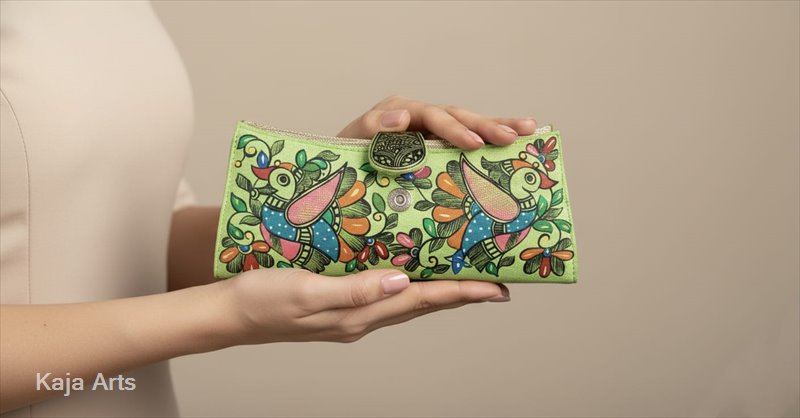 Hand-Painted Madhubani Clutch – Eco-Friendly Artisan Wallet