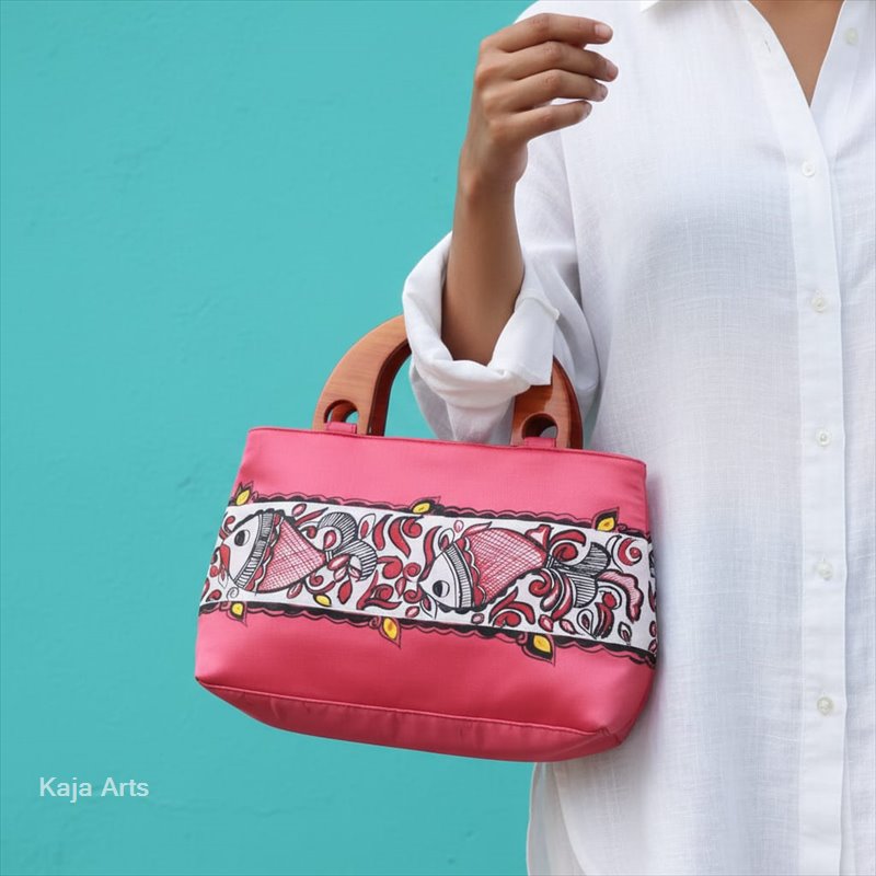 Handbag with Wooden Handle
