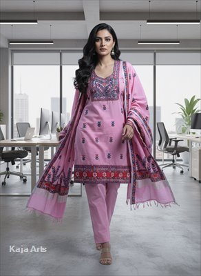 cotton Dress Material with Madhubani Painting/ Handmade