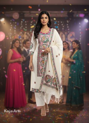 Three Piece Suit with Madhubani Painting