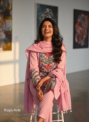 Three Piece Suit with Madhubani Painting