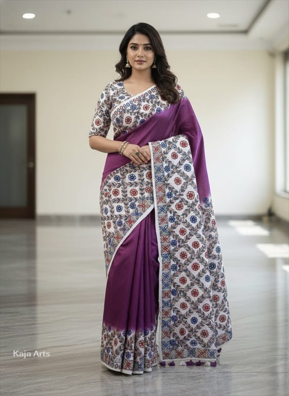 Handcrafted  Silk Saree | hand Printed 