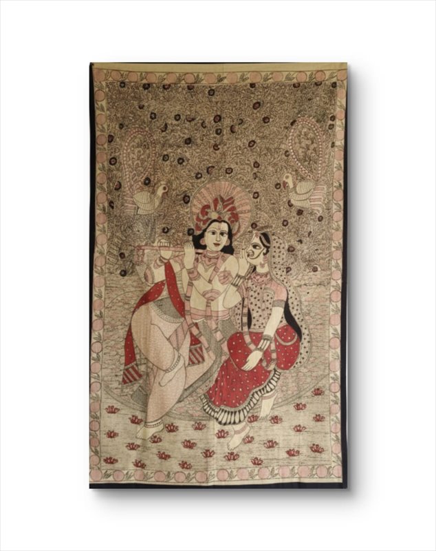 🌸 Divine Masterpiece: Radha Krishna in Nandanvan Madhubani Painting on Fabric