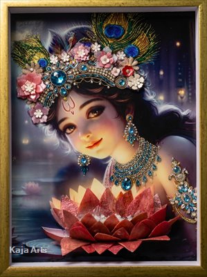 Artisan-Crafted Jeweled Lord Krishna Portrait – Limited Edition