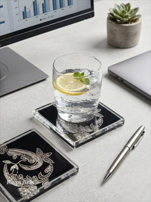  Handmade Silver Zari & Silk Coasters – Limited Edition 