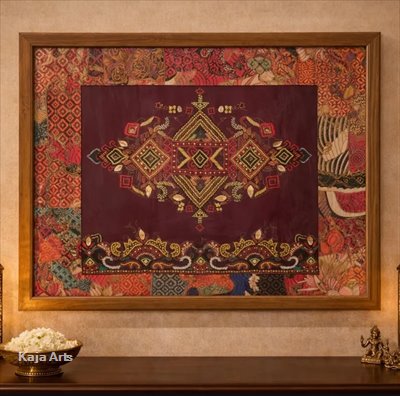 Geometric Nalki & Kat Dana Maroon Satin Wall Art – Limited Edition