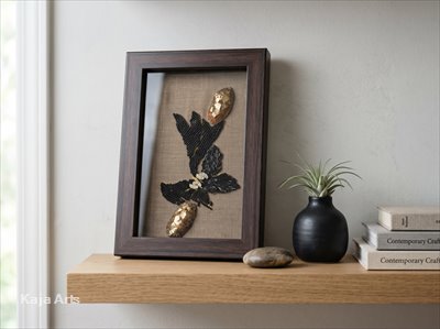 Artisan-Crafted Abstract Nalki & Gilded Stone Wall Art – Limited Edition 