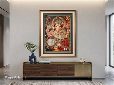 Devotional 'Opulent Ganesha' Portrait – Limited Edition Mixed Media Canvas Wall Art