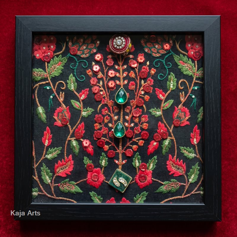 Embellished Black Silk Wall Art 